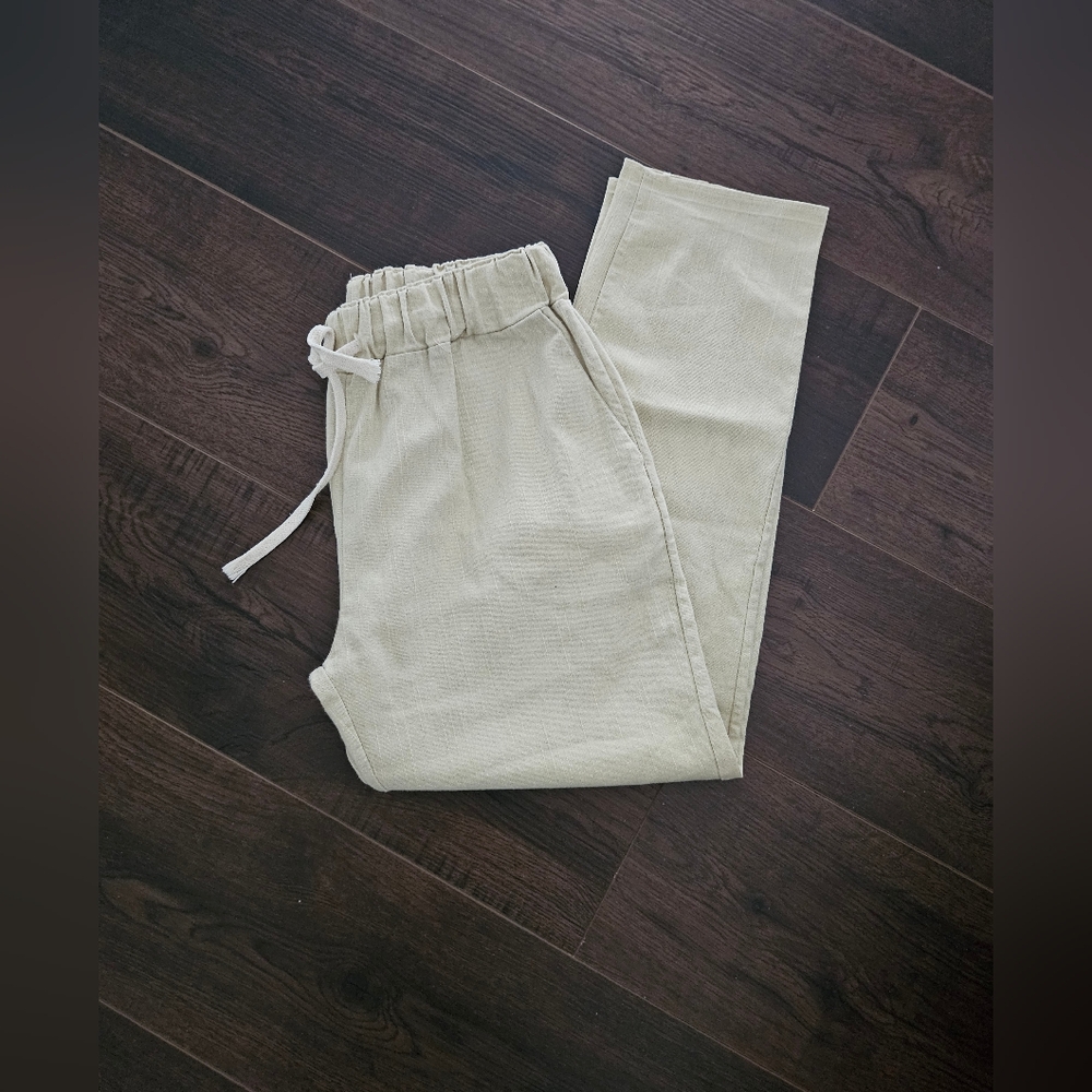 Women's Casual Ealstic Waistband Tan Pants